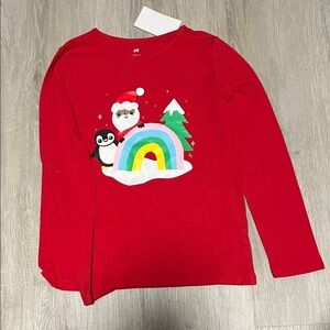 H&M Kids Festive Red Long Sleeve Tee